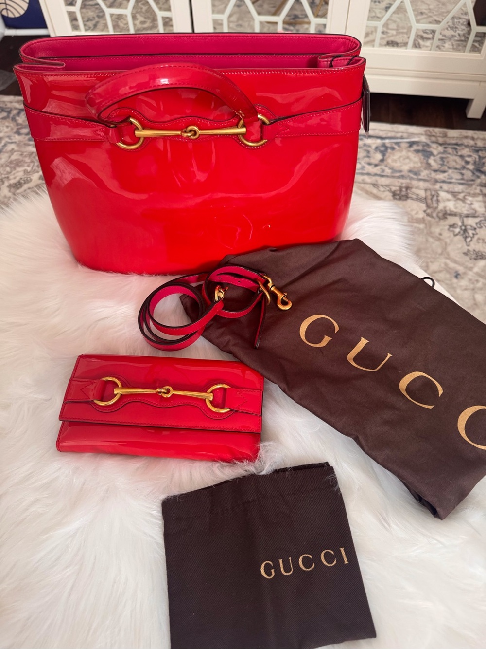 Gucci Red Patent Leather Horsebit Continental Wallet - Picture 15 of 15